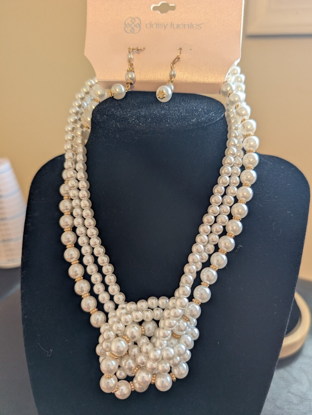 Daisy Fuentes Cream Multi-Strand Pearl Knot Necklace Set